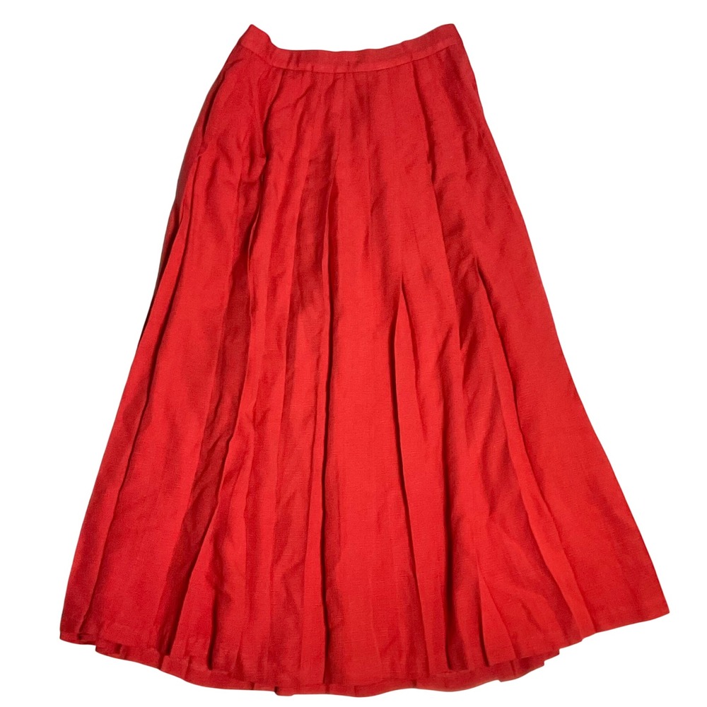 Vintage 80s Pendleton country sophisticates pleated A line skirt rayon red 6* XS